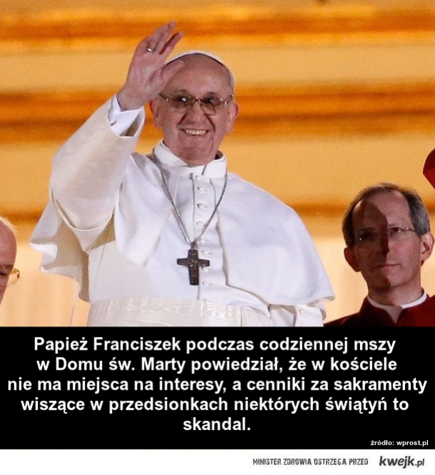 Papież Franciszek przeciwny płaceniu za sakramenty