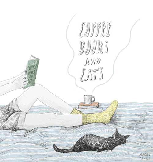 Kawa, książki i koty