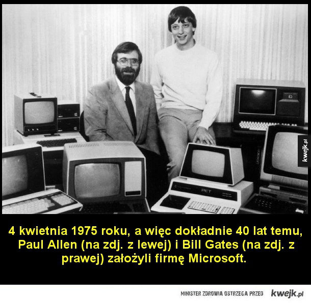 4 kwietnia 1975 roku, a więc dokładnie 40 lat temu, Paul Allen (na zdj. z lewej) i Bill Gates (na zdj. z prawej) założyli firmę Microsoft.
