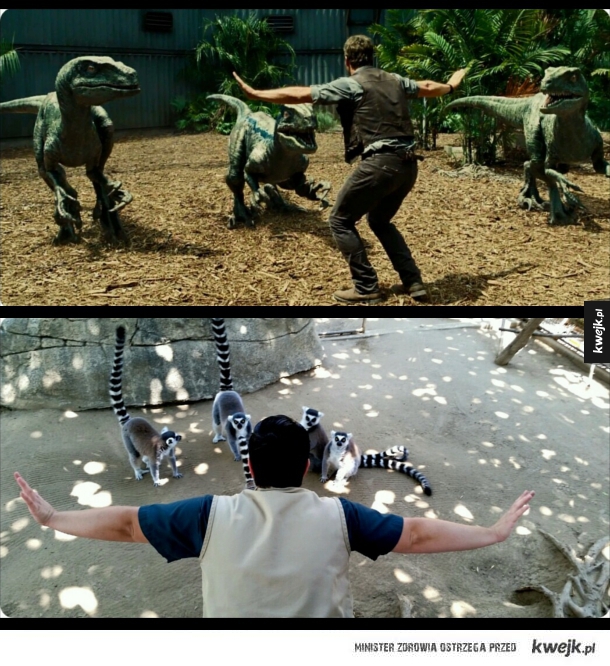 Pracownicy ZOO parodiują słynną scenę z Jurassic World