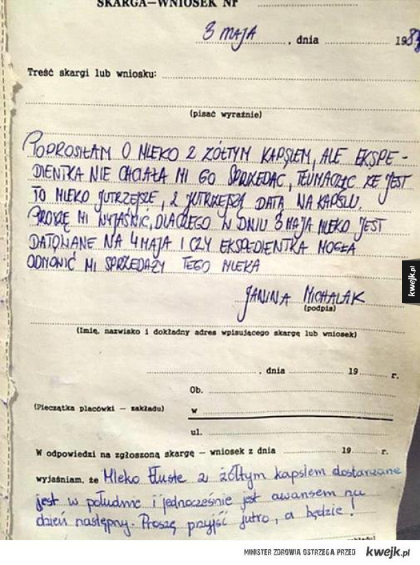 jutrzejsze mleko