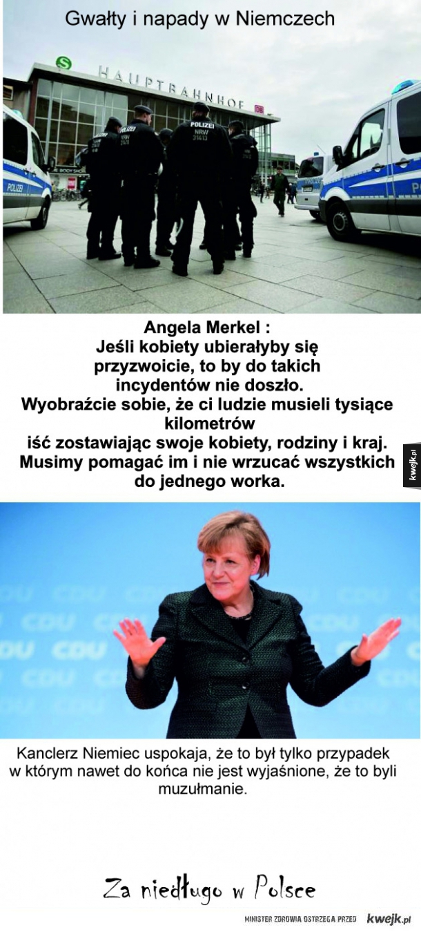 Wypowiedź Angeli Merkel na gwałty w niemczech