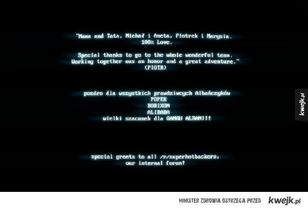 NAPISY KOŃCOWE GRY SUPERHOT