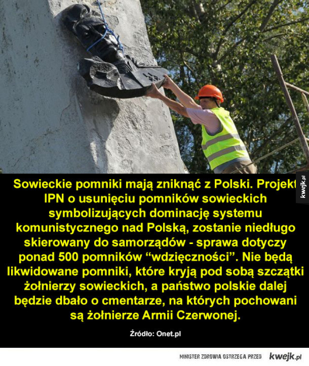 Sowieckie pomniki mają zniknąć z Polski. Projekt IPN o usunięciu pomników sowieckich symbolizujących dominację systemu komunistycznego nad Polską, zostanie niedługo skierowany do samorządów - sprawa dotyczy ponad 500 pomników "wdzięczności". Nie będą likwi