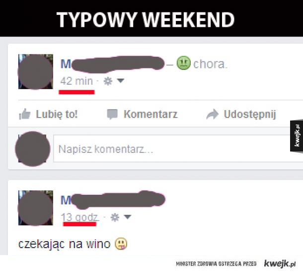 typowy weekend na fejsie