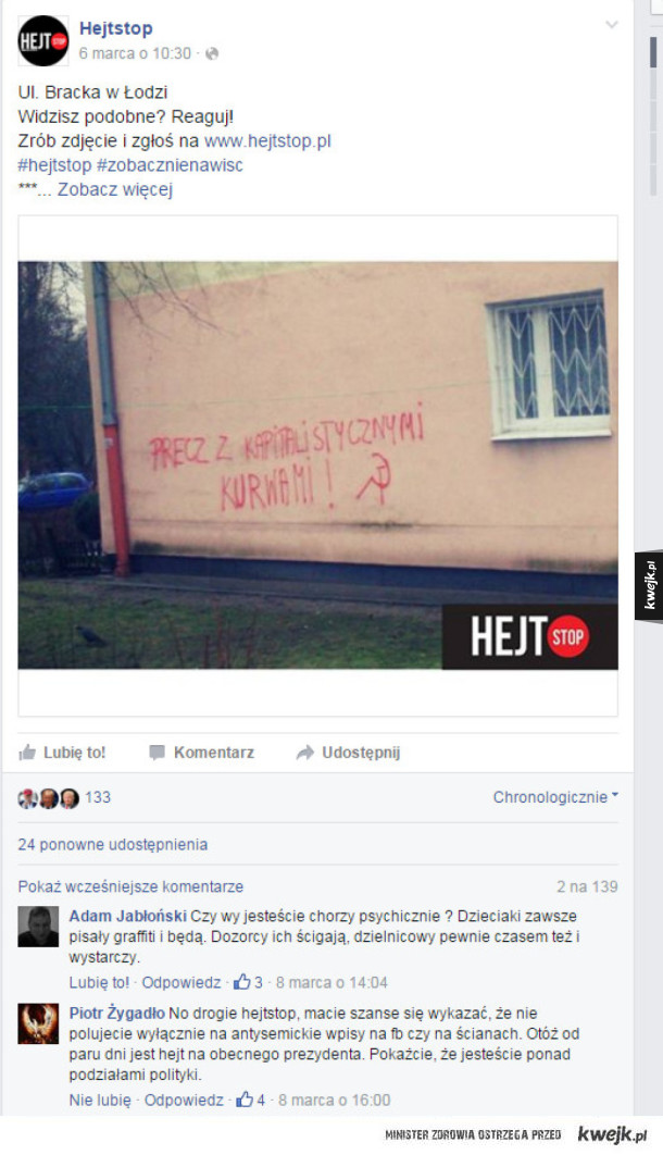 "Hejt Stop" walczy z komuną.Świat się kończy...
