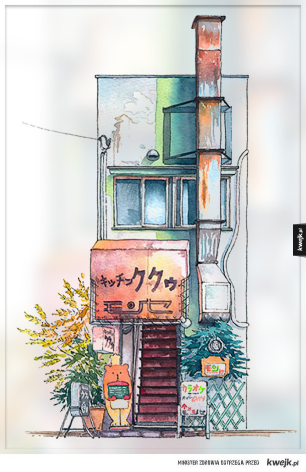 Unikatowe akwarele Polaka portretujące stare miasto Tokio
