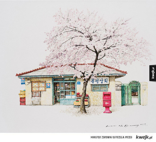 Rysunki południowokoreańskich sklepików autorstwa Me Kyeounga