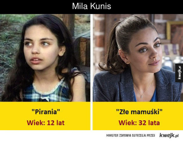 Mila Kunis "Pirania" wiek:12 lat "złe mamuski" wiek: 32 lata