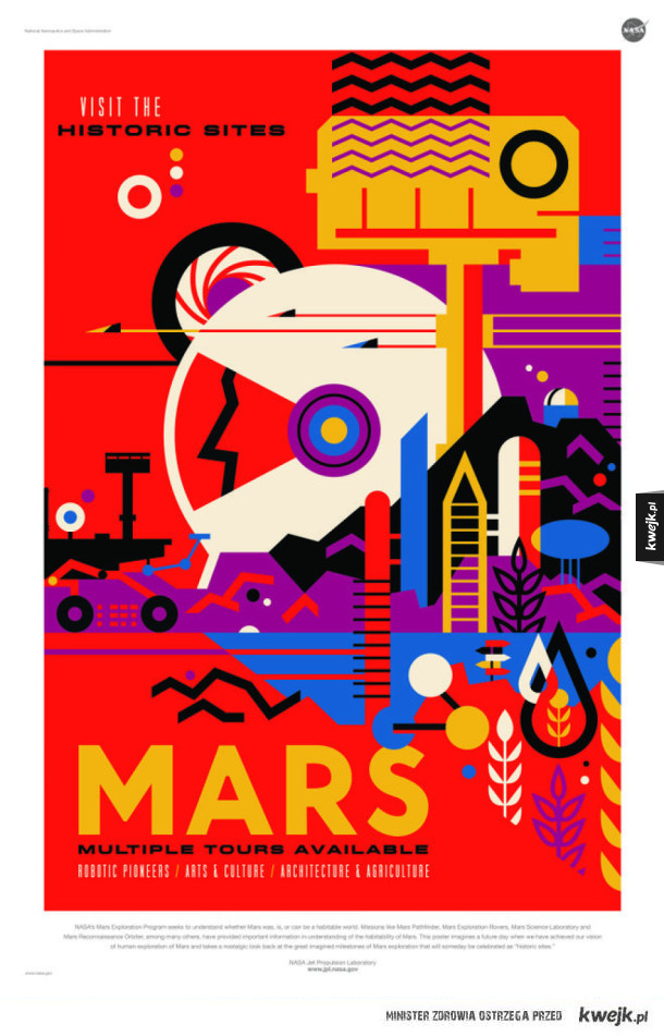 Plakaty NASA promujące kosmiczną turystykę