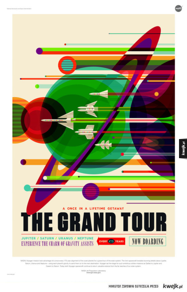 Plakaty NASA promujące kosmiczną turystykę