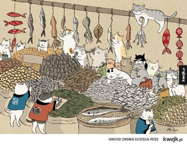 Sekretne życie kotów na ilustracjach Ms Cat