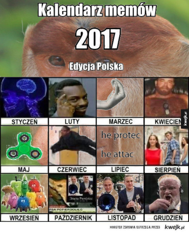 Wypełniony kalendarz memów 2017, edycja polska