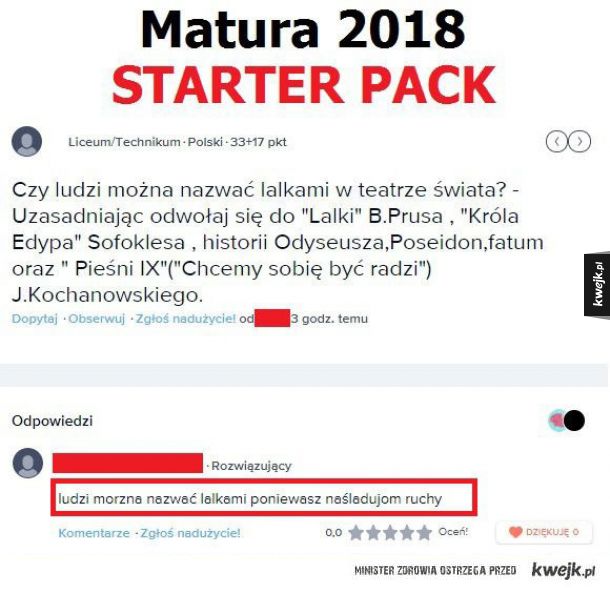 Matura 2018 starter pack