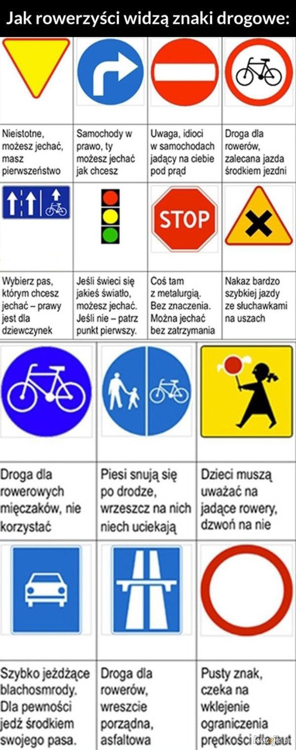 Jak rowerzyści widzą znaki drogowe