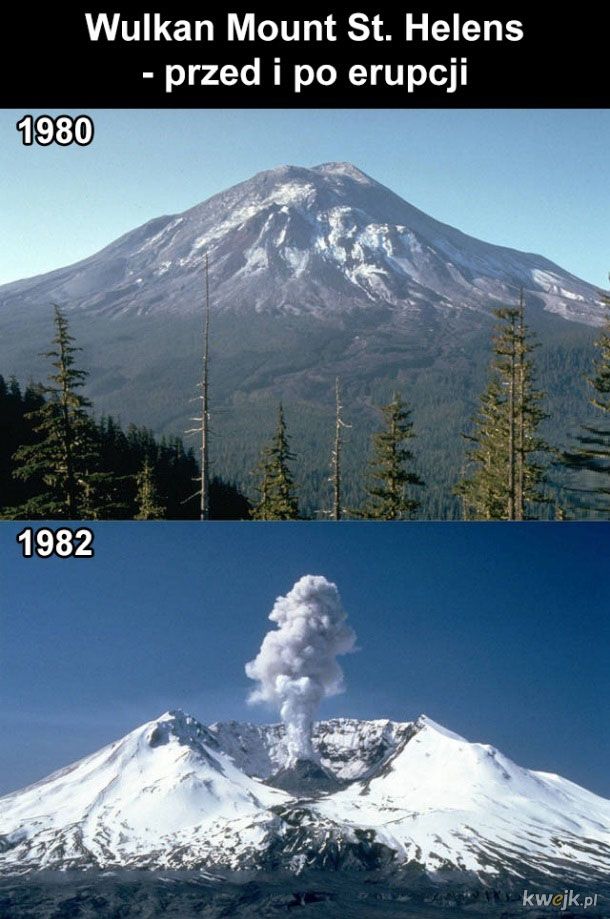 Wulkan przed i po erupcji