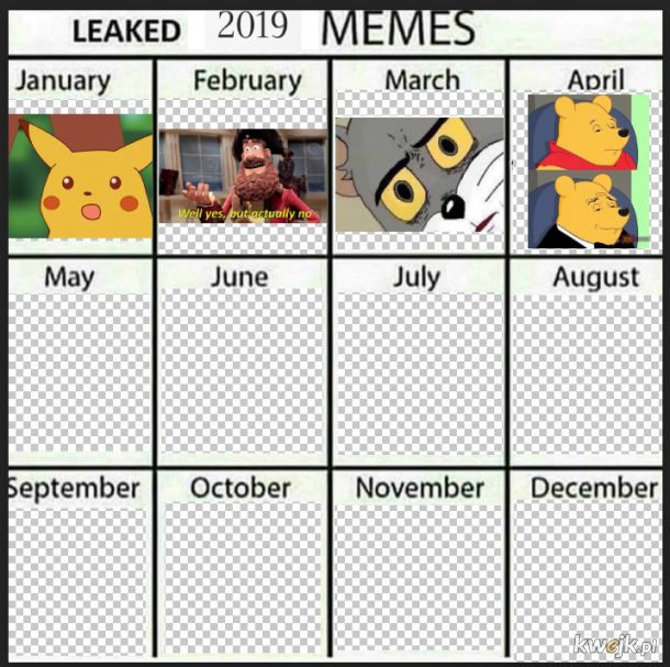 Kalendarz Memów na rok 2019