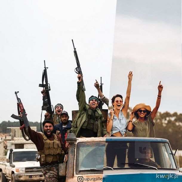 Zdjęcia, które pokazują ogromny kontrast między światem żyjącym w pokoju a pogrążonym w wojnie