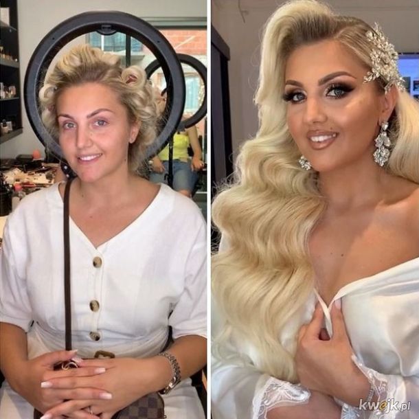 Zdjęcia przed i po zrobieniu makijażu pannom młodym!