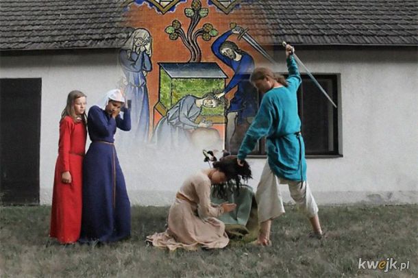 Studenci z Czech odtwarzają dziwne sceny ze średniowiecznych rycin