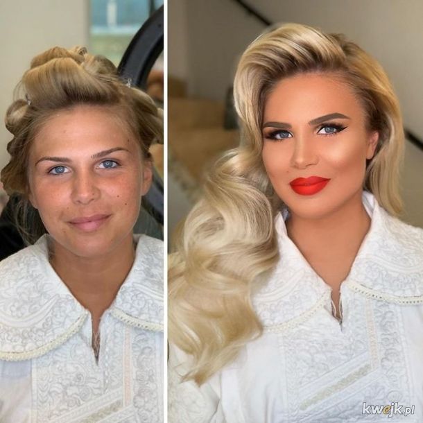 Zdjęcia przed i po zrobieniu makijażu pannom młodym!
