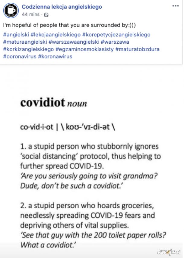 covidiot - nowe słowo w języku angielskim
