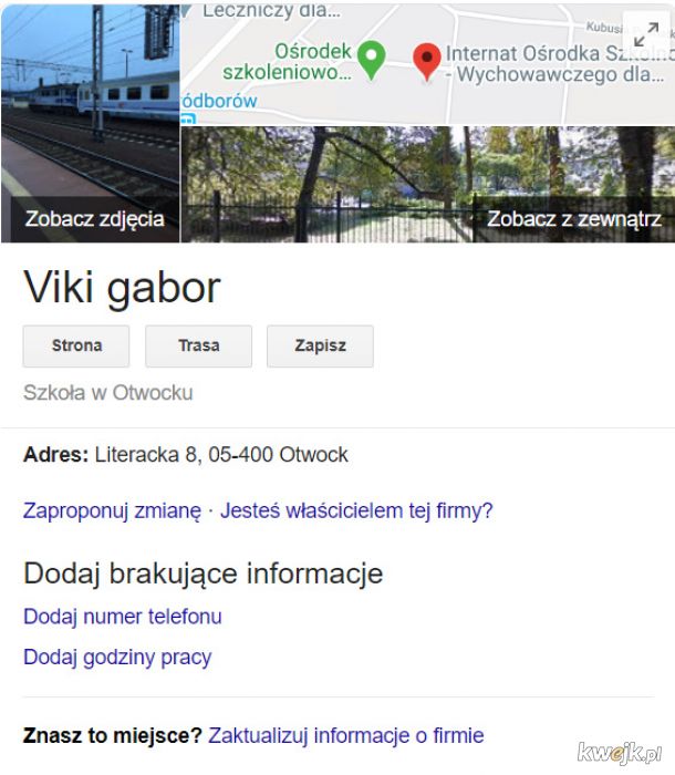 ktoś tu odmienił w google nazwę szkoły w otwocku