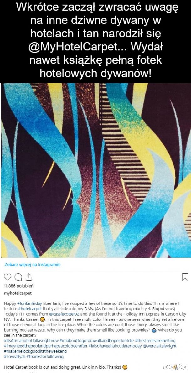 Najnudniejszy Instagram na świecie zebrał 400 tys subów: typek fotografuje dywany w hotelach
