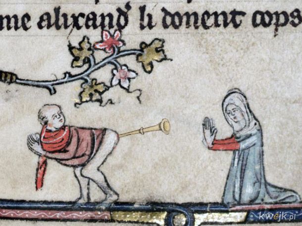 Średniowieczni iluminatorzy naprawdę mieli dziwny fetysz trąbek w pupie