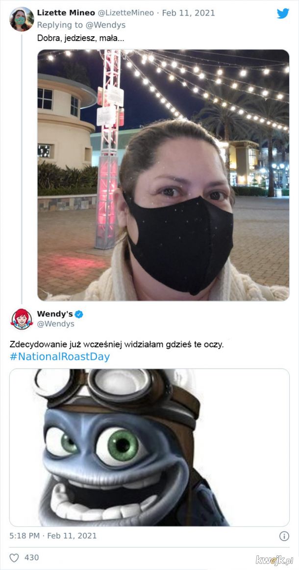 Kilka dni temu obchodziliśmy międzynarodowy dzień roastowania. Z tej okazji twitterowe konto restauracji Wendy's obiecało zroastować każdego, kto o to poprosi. Oto kilka najlepszych tekstów z całej akcji.