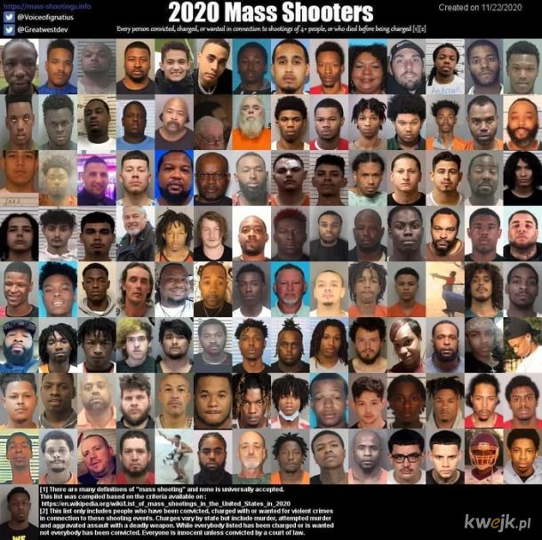 Sprawcy masowych strzelanin w USA w 2020 roku