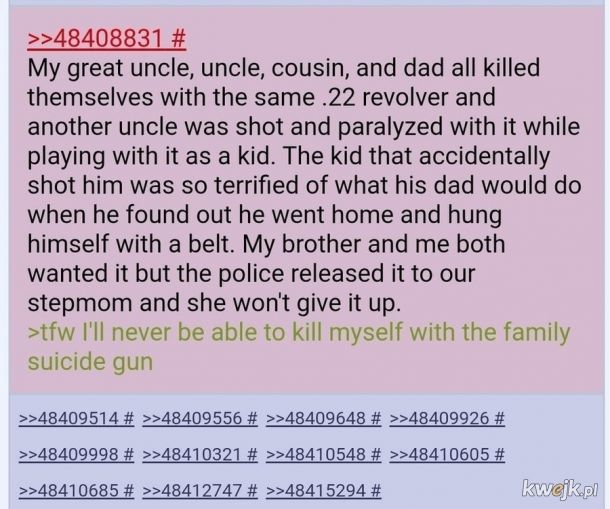 Rodzinny pistolet samobójczy.