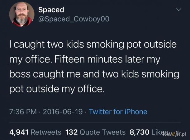 Potem policja zatrzymała szefa, pracownika i dwójkę dzieciaków, palących trawę.