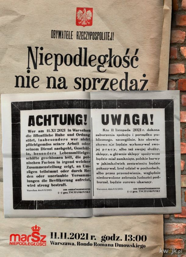 PiS w oficjalnym plakacie państwowych obchodów pisze po niemiecku! Hipokryzja!