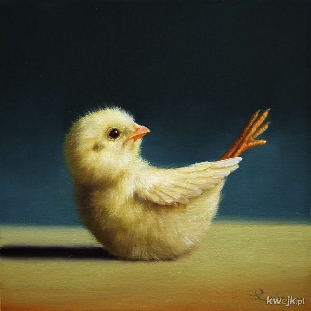 Kurczaczkowa joga namalowana przez Lucie Heffernan