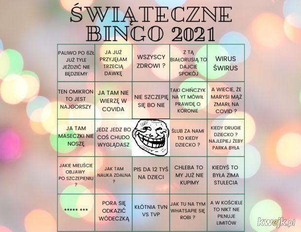 Świąteczne bingo 2021