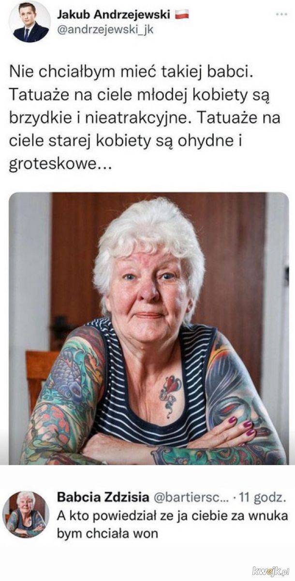 Babcia z tatuażami