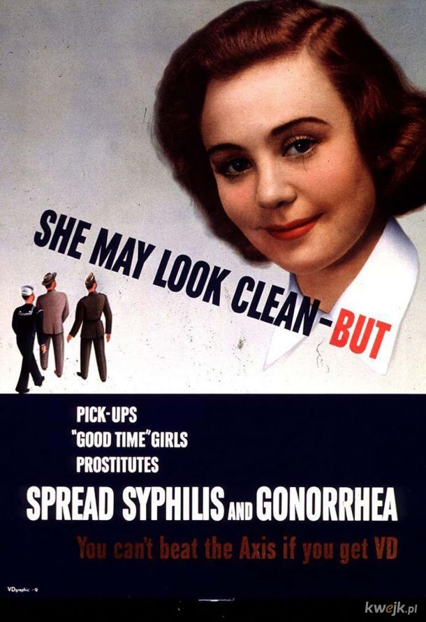 Plakaty z czasów II wojny światowej zachęcające by nie korzystać z usług prostytutek