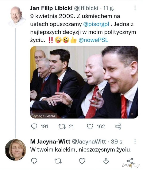 Kolejny wPiS radnej PiS Małgorzaty Jacyny-Witt, zadrwiła z niepełnosprawności senatora Jana Filipa Libickiego.