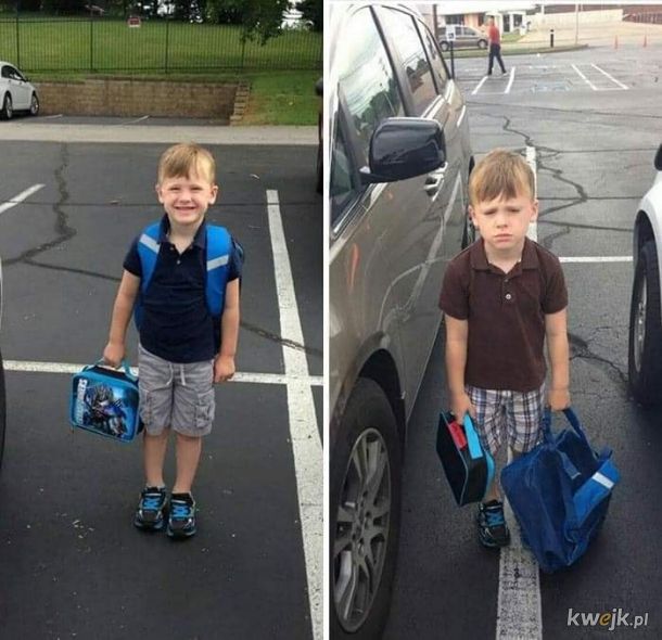 Pierwszy dzień szkoły: zdjęcia przed wyjściem dzieci i po ich powrocie