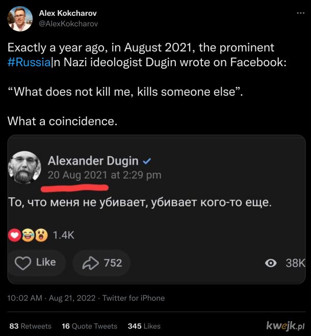 To się nazywa karma panie Dugin