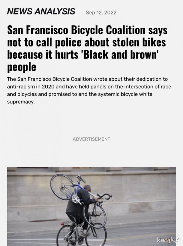 Rasisci wiązący kradzież rowerów z kolorem skóry. :]