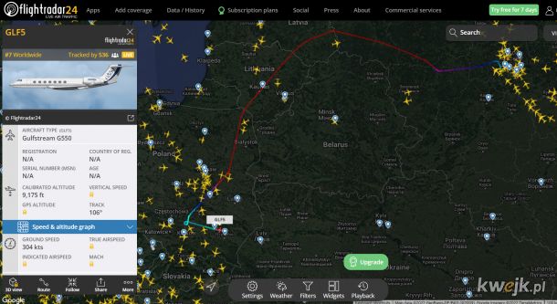 Ciekawe dlaczego nad Polską lata samolot, który wystartował z Moskwy?