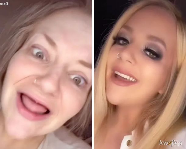 Przed i po nałożeniu makijażu.