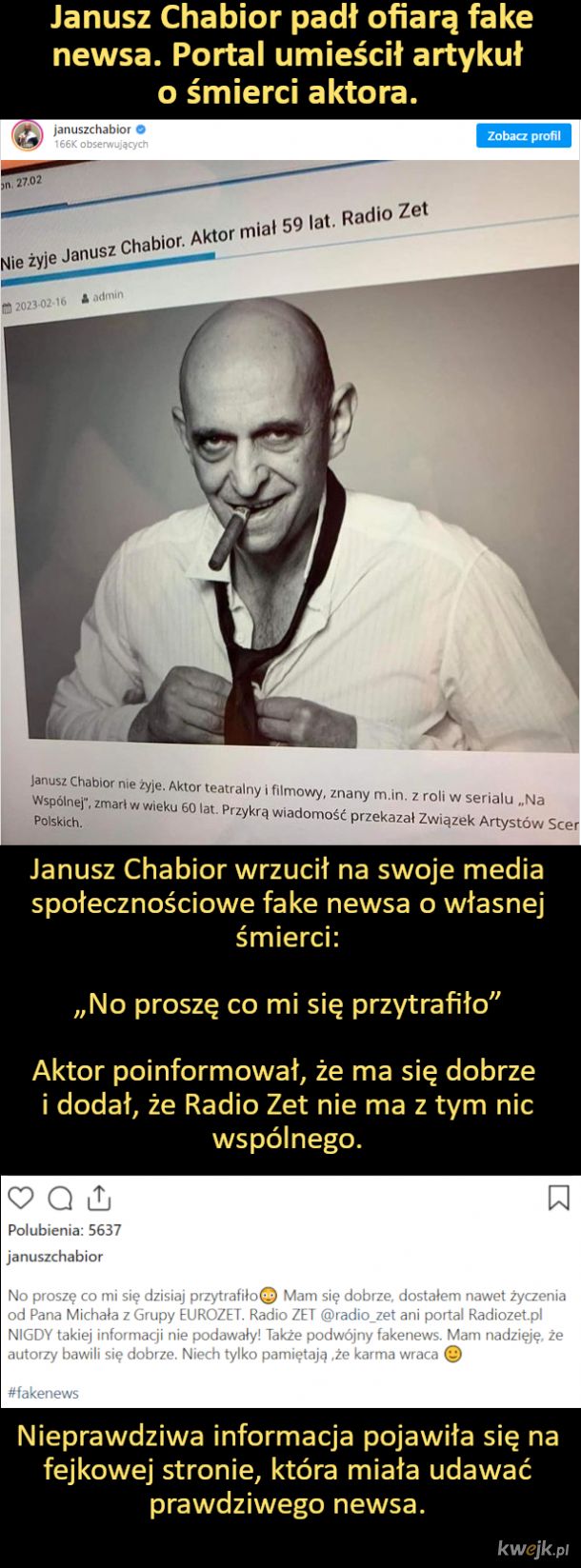Janusz Chabior padł ofiarą fake newsa