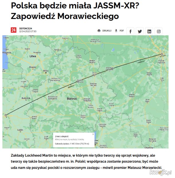 Morawiecki oświadczył, że chciałby, by Polska była jednym z pierwszych krajów, który będzie posiadał pociski rakietowe JASSM-XR (o zasięgu szacowanym na około 1600 do 1800)