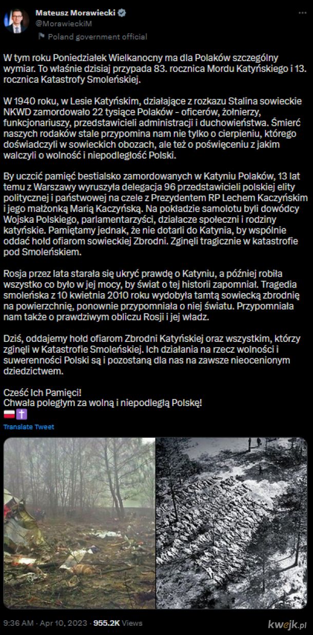 Morawiecki opublikował zdjęcie szczątków ofiar katastrofy smoleńskiej i nie widzi w tym nic złego