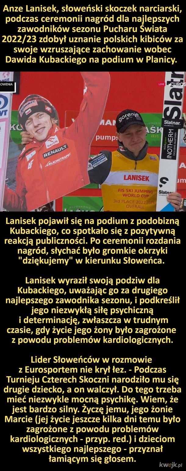 Lanisek zdobywa uznanie polskich fanów za wzruszające zachowanie na podium w Planicy