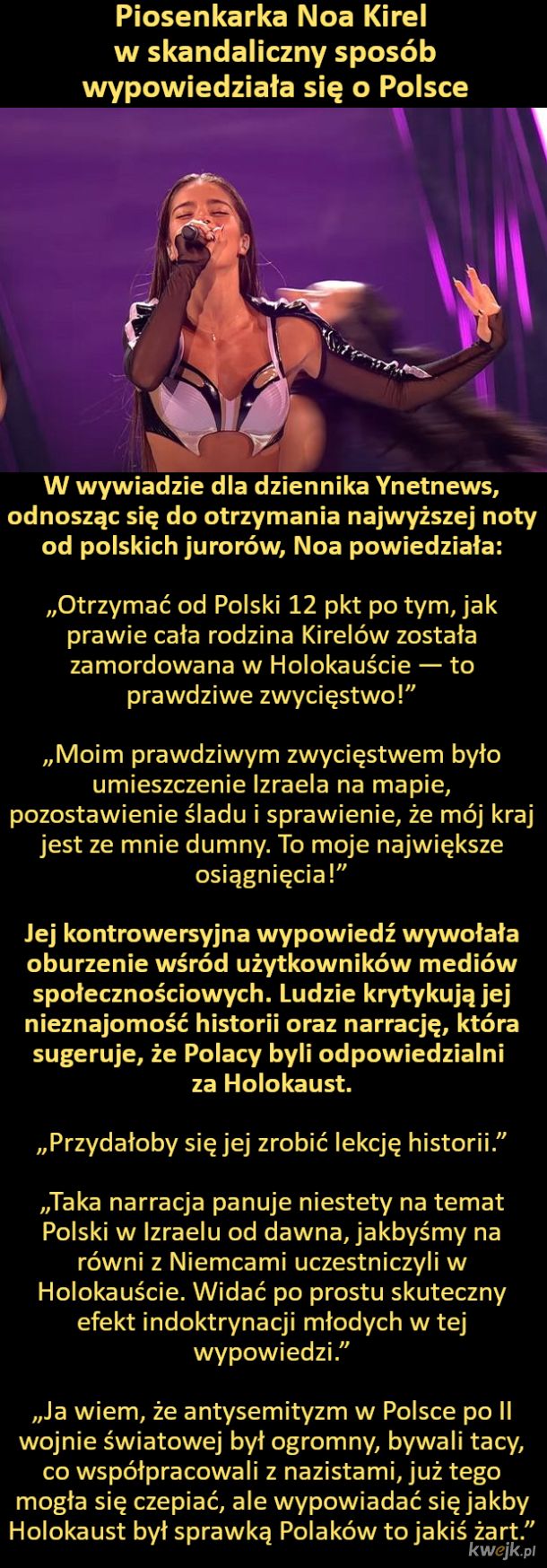 Noa Kirel  w skandaliczny sposób wypowiedziała się o Polsce