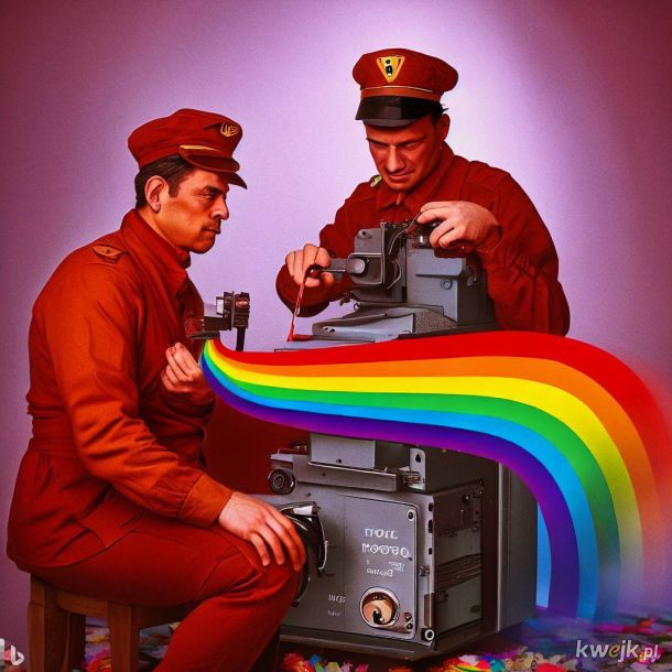 Lewaki produkują tęczę przy pomocy maszyny propagandowej, koloryzowane